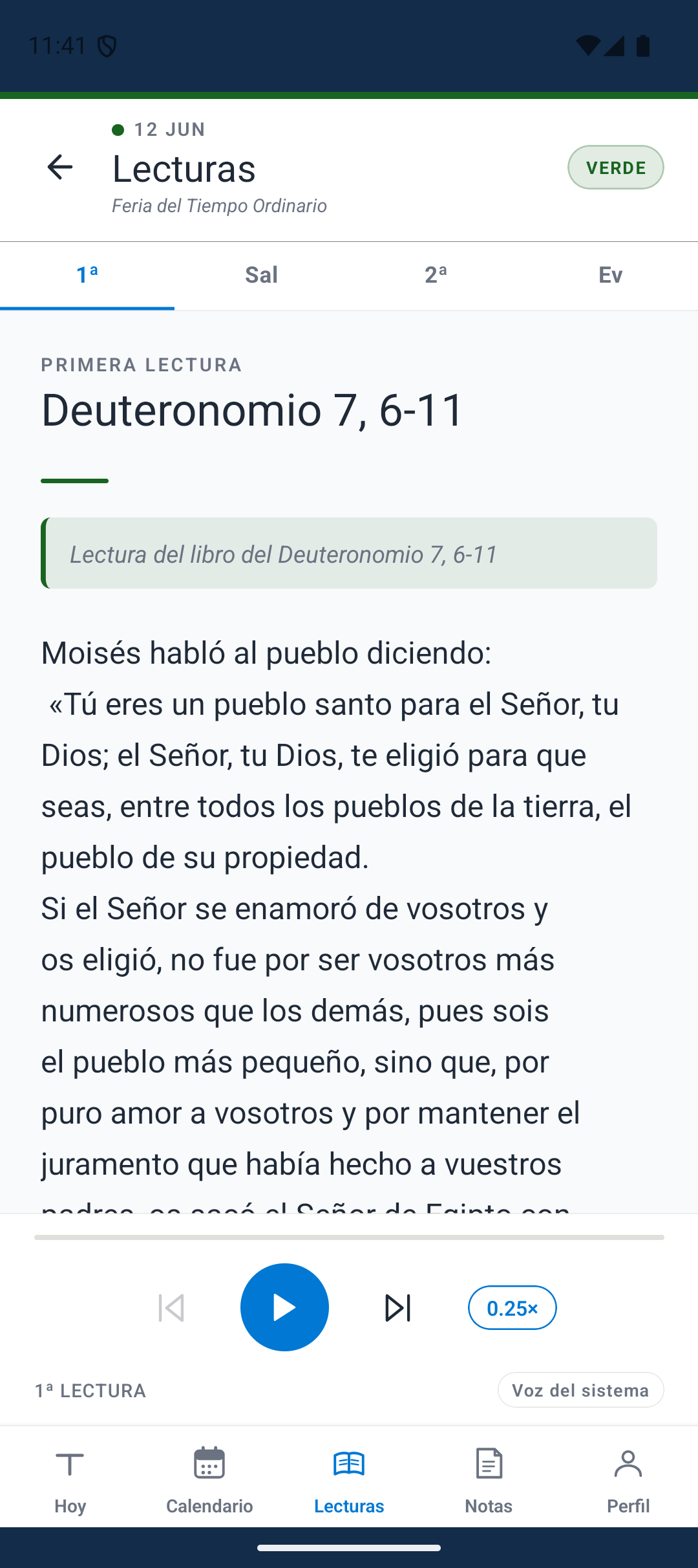 Lecturas del día con audio